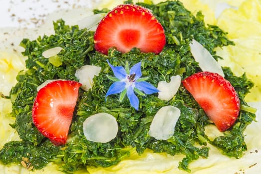 Cabbage salad with strawberries