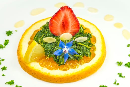 Cabbage salad with strawberries