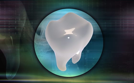 Digital illustration of teeth in colour background
