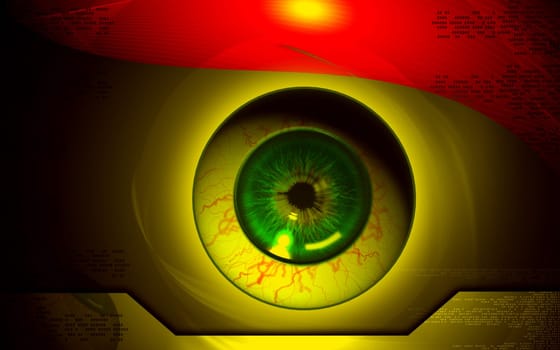 Digital illustration of Eye in colour background