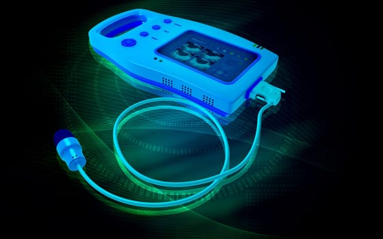 Digital illustration of palm bladder scanner in colour background