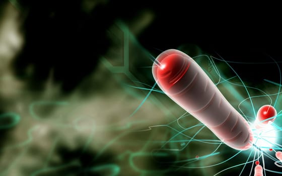 Digital illustration of cholera bacteria in colour background