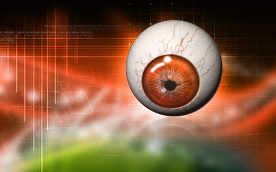 Digital illustration of eye in colour background