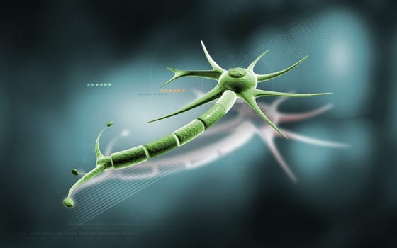 Digital illustration of neuron in colour background
