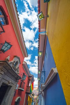 Colorful Jaen Street, the best preserved colonial street in La Paz, Bolivia