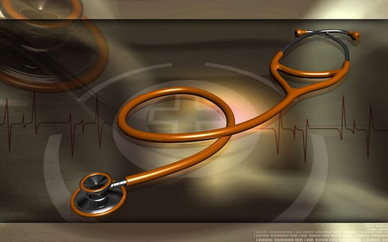 Digital illustration of stethoscope in colour background