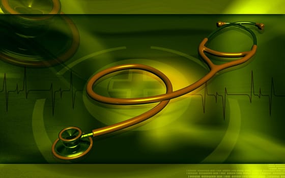 Digital illustration of stethoscope in colour background