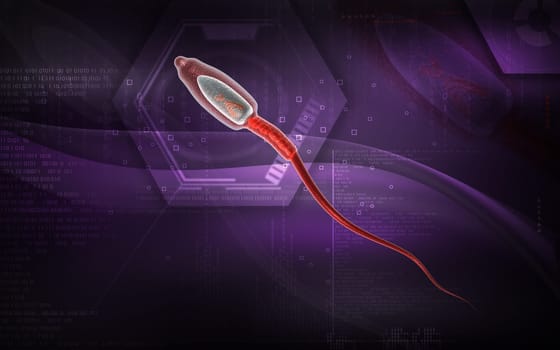 Digital illustration of sperm in colour background