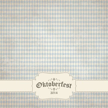 vector of old vintage background with checkered pattern and patch Oktoberfest 2014