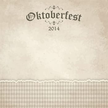 vector of old vintage background with checkered pattern and patch Oktoberfest 2014