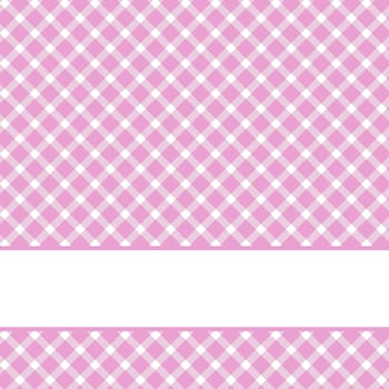 Pink background with tablecloth pattern and white stripe