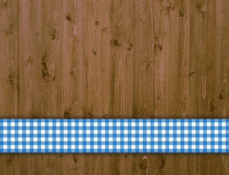 Wooden boards with blue and white checkered stripes