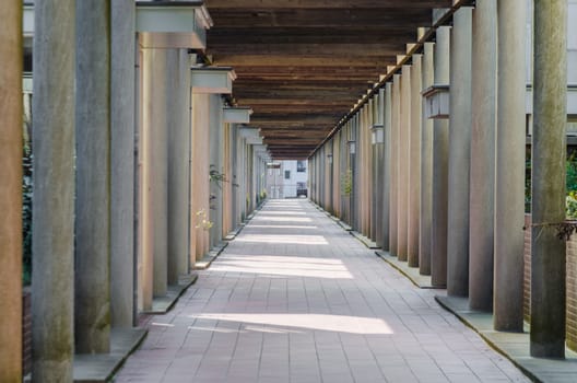 View into a colonnade,the colonnade also called colonnade was already in antiquity a popular architectural element.