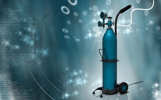 Digital illustration of oxygen cylinder in colour background