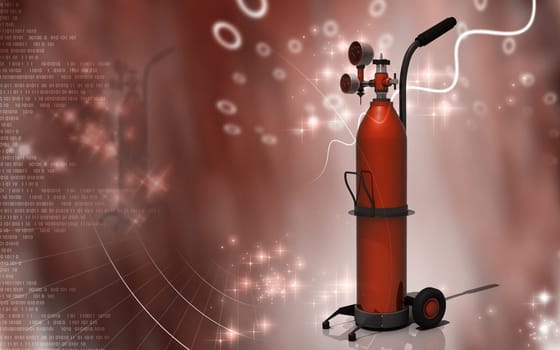 Digital illustration of oxygen cylinder in colour background