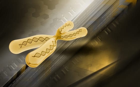 Digital illustration of chromosome in colour background