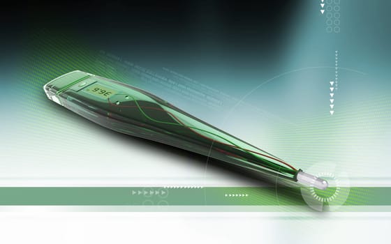 Digital illustration of thermometer in colour background
