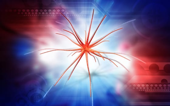 Digital illustration of neuron in colour background