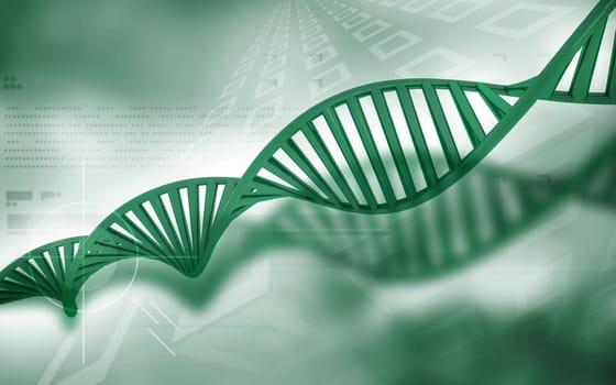 Digital illustration DNA structure in colour background