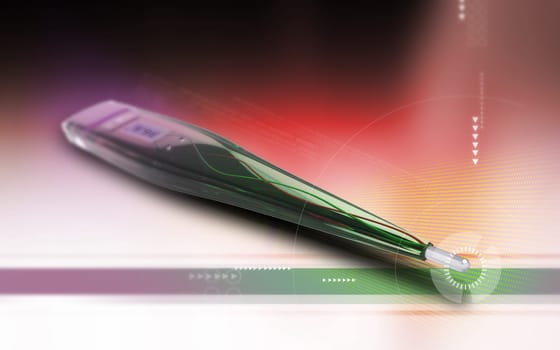Digital illustration of thermometer in colour background
