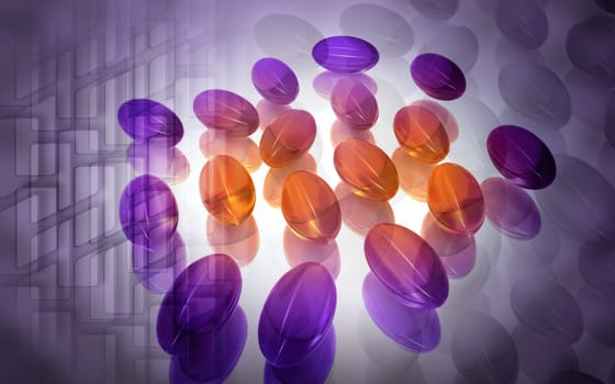 Digital illustration of Liver cod capsule in colour background