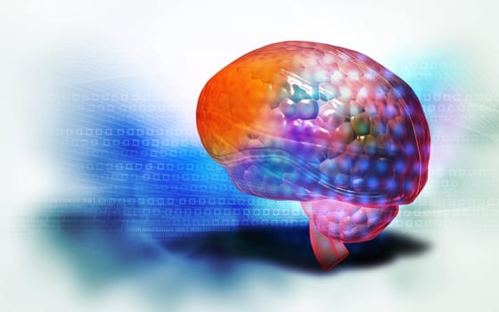 Digital illustration of brain in colour background