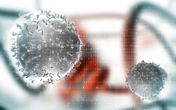 Digital illustration of Monocyte Virus in colour background