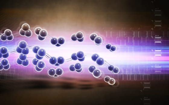 Digital illustration DNA structure in colour background