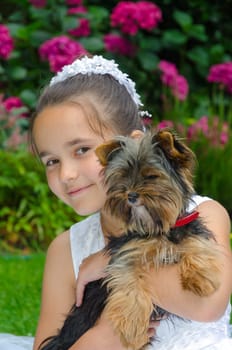 girl with dog