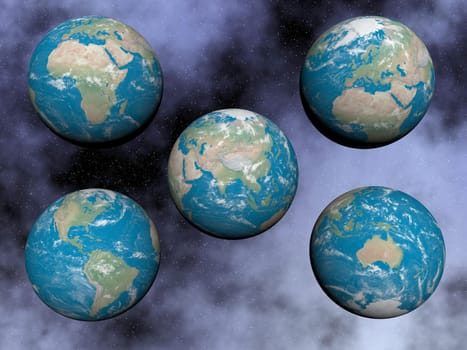 Continents on the earth, elements of this image furnished by NASA- 3D render