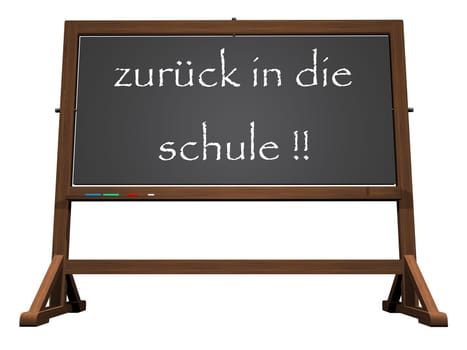 School blackboard german back to school isolated in white background - 3D render