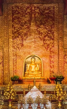 "Phra Sihing Buddha"" Thai gold buddha statue in Chiang Mai, Thailand"