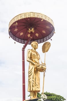 Sculpture of Kruba Srivijaya in thailand temple, stock photo