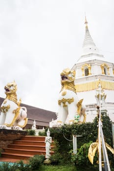 White pagoda in the temple is a public place, stock photo