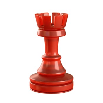 Red glass chess piece isolated. Clipping path included.