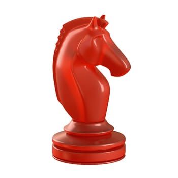 Red glass chess piece isolated. Clipping path included.