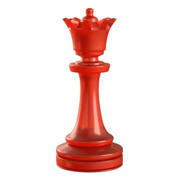 Red glass chess piece isolated. Clipping path included.