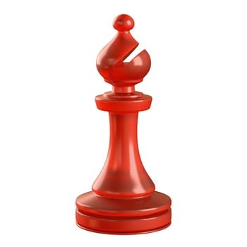 Red glass chess piece isolated. Clipping path included.