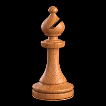Wooden chess piece isolated. Clipping path included.