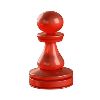 Red glass chess piece isolated. Clipping path included.