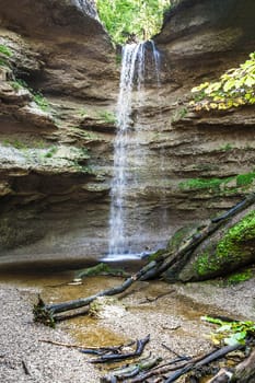 An image of the nice waterfall at the Pähler Schlucht in Bavaria Germany