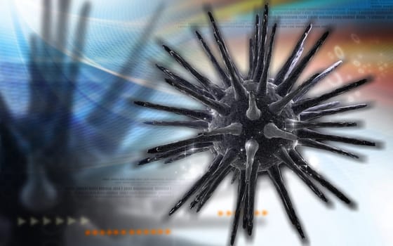 Digital illustration of Virus in colour background