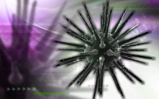 Digital illustration of Virus in colour background