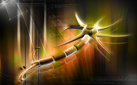 Digital illustration of neuron in colour background