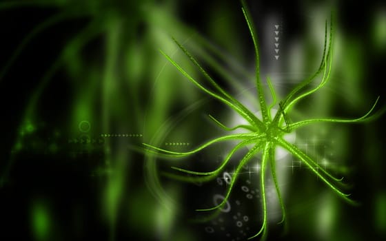 Digital illustration of neuron in colour background