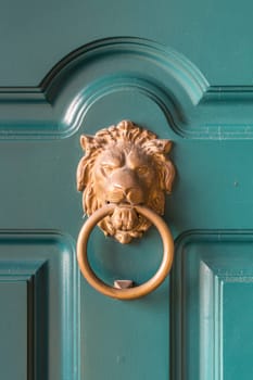 Doors with door knocker in the shape of lion head