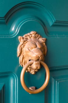 Doors with door knocker in the shape of lion head