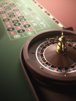 Playing roulette in the casino. Blur and glow effect added to the image.