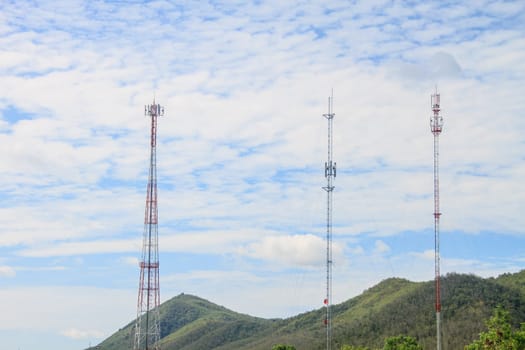 Difference of Telecommunication tower on blue sky