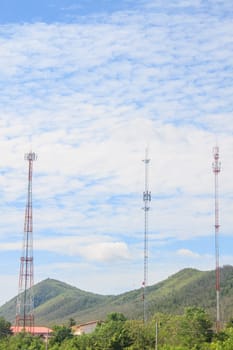 Difference of Telecommunication tower on blue sky